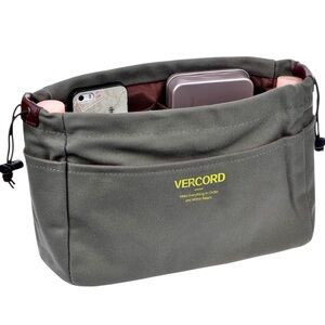 Vercord Canvas Handbag/Tote Organizer Olive Green Bag with drawstring EUC